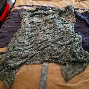 Blue sequin detail tube top size medium satin tie in back